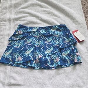 Girls Blue Patterned Tennis Skort
